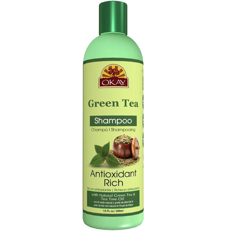 OKAY | Green Tea Nourishing Antioxidant Rich Shampoo | For All Hair Types & Textures | Revitalize - Rejuvenate - Restore Moisture | With Tea Tree Oil | Free of Parabens, Silicones, Sulfates | 12 oz - Image 1